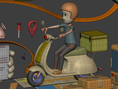 Cartoon Transport - Delivery Pack 3D Model