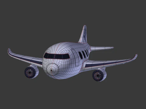 Cartoon Plane V3 3D Model