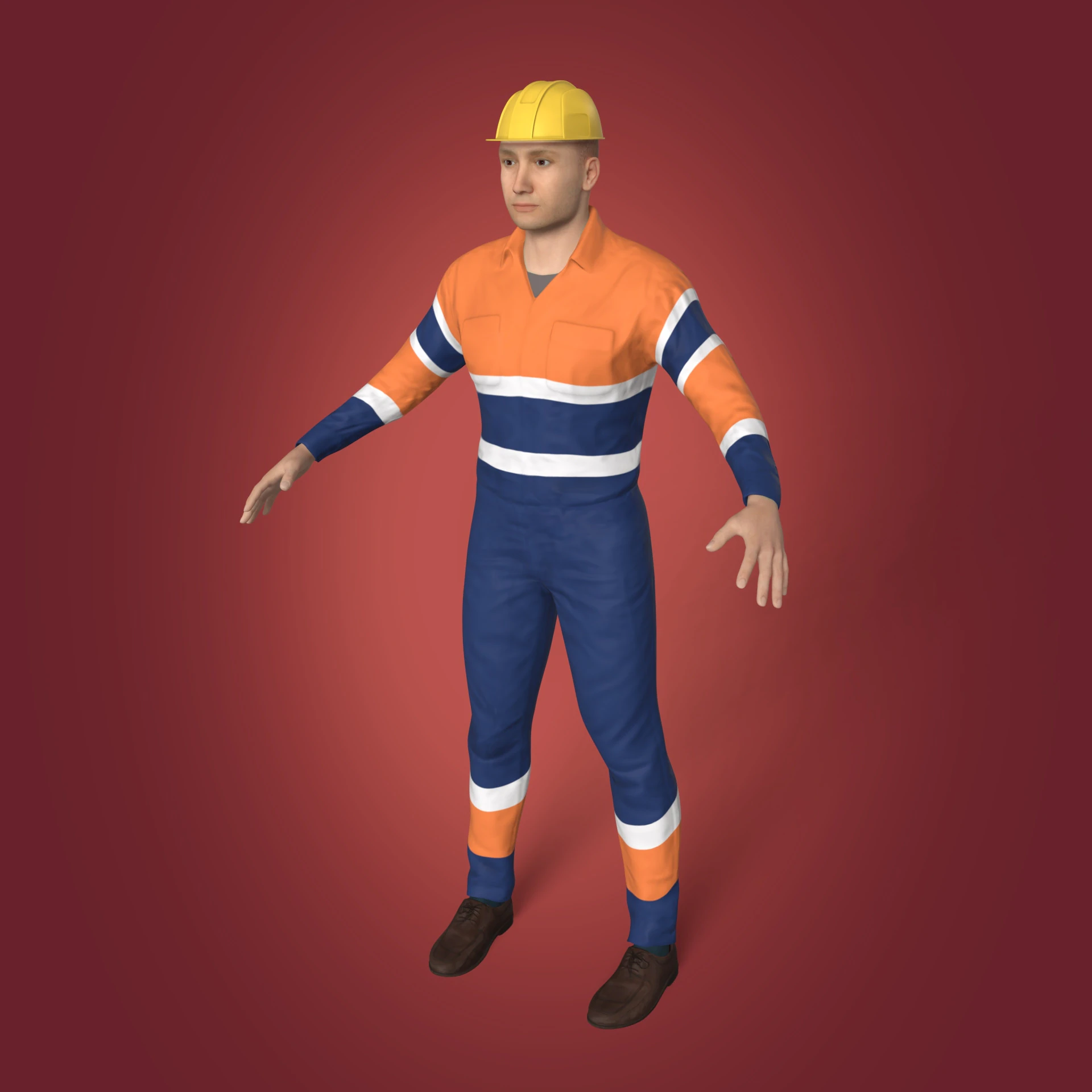 Construction Worker with High Quality FK-IK Rig 3D Model .c4d .max .obj .3ds .fbx .stl .blend 