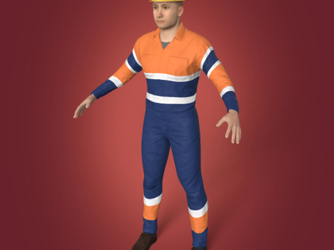 Trabajador de la construcci&oacute;n con plataforma FK-IK de alta calidad Modelo 3D