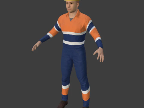 Construction Worker with High Quality FK-IK Rig 3D Model
