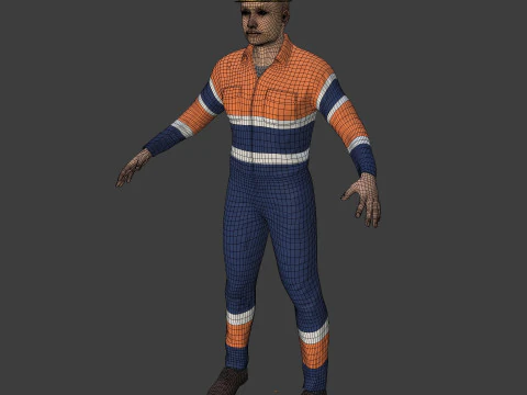 Construction Worker with High Quality FK-IK Rig 3D Model
