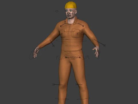 Construction Worker with High Quality FK-IK Rig 3D Model