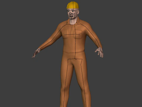 Construction Worker with High Quality FK-IK Rig 3D Model