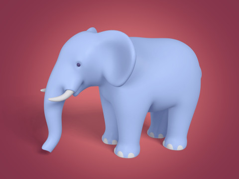Cartoon Olifant - Opgetuigd 3D Model