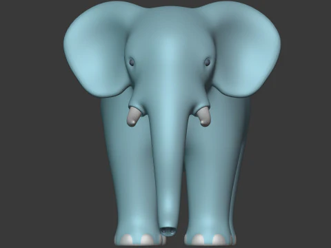 Cartoon Elephant - Rigged 3D Model