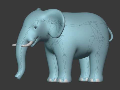 Cartoon Elephant - Rigged 3D Model