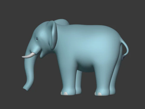 Cartoon Elephant - Rigged 3D Model