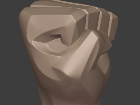 抽象拳头 - 手雕像 - 雕像 - 微型 3D 模型