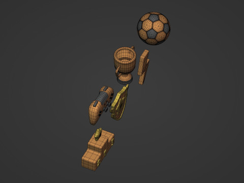 Cartoon Pack - Game Controller - Soccer Ball - Flash - Trophy Cup 3D Model