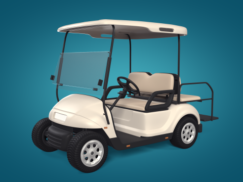 Jenerik Golf Arabası -- Spor Elektrikli Araç -- Club Car -- Blender 3D Model