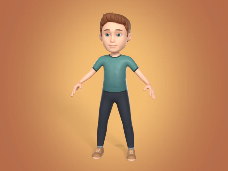 Karakter Kartun Yang Dicurangi -- Laki - Laki -- Avatar -- IK-Fk Rig Model 3D .c4d .max .obj .3ds .fbx .stl .blend 