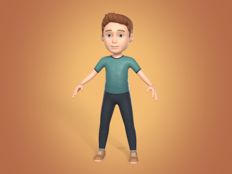 रिग्ड कार्टून चरित्र--लड़का-आदमी--अवतार--आईके-एफके रिग 3D मॉडल