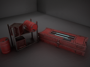 game asset box barrel shelf game ready s 3D Model