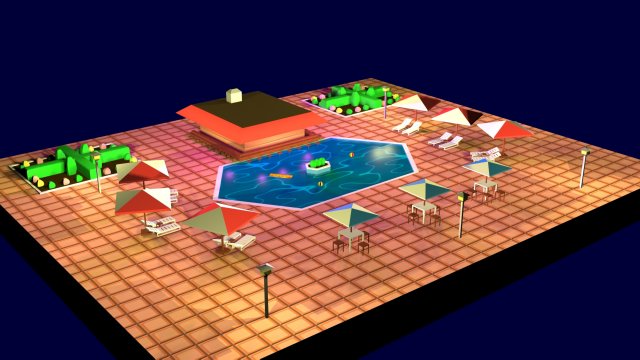 cartoon pool low poly 3D Model .c4d .max .obj .3ds .fbx .stl .blend 