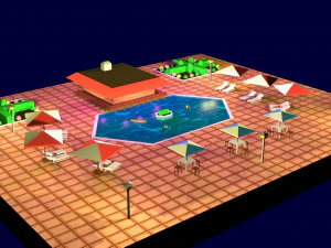 Cartoon-Pool Low-Poly 3D Modell