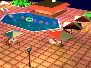cartoon pool low poly 3D Model