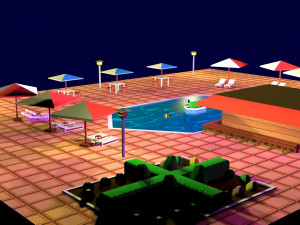 cartoon pool low poly 3D Model