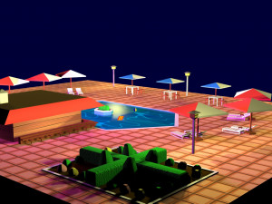 cartoon pool low poly 3D Model