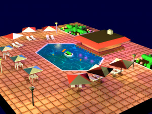 cartoon pool low poly 3D Model
