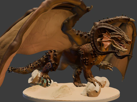 Drago del deserto - presupportato Modello di stampa 3D