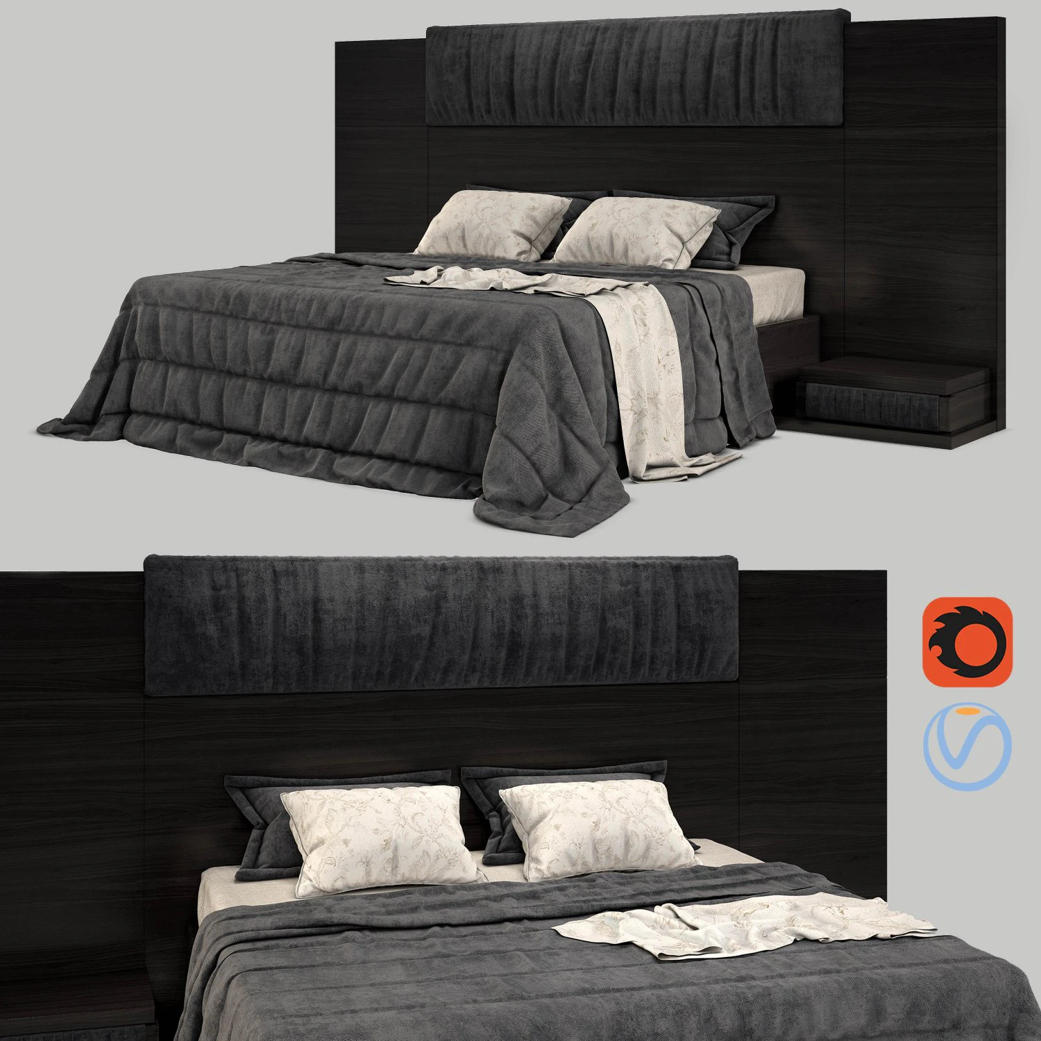 set tempat tidur 01 Model 3D .c4d .max .obj .3ds .fbx .stl .blend 