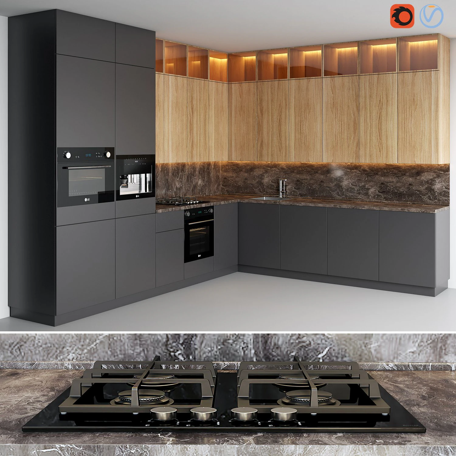 kitchen-03 3D Model .c4d .max .obj .3ds .fbx .stl .blend 