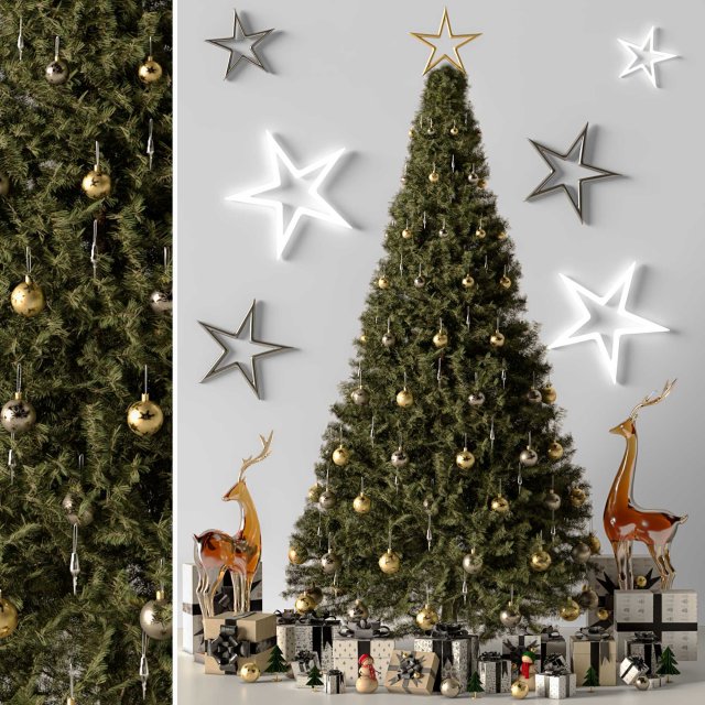 christmastree001 3D Model .c4d .max .obj .3ds .fbx .stl .blend 