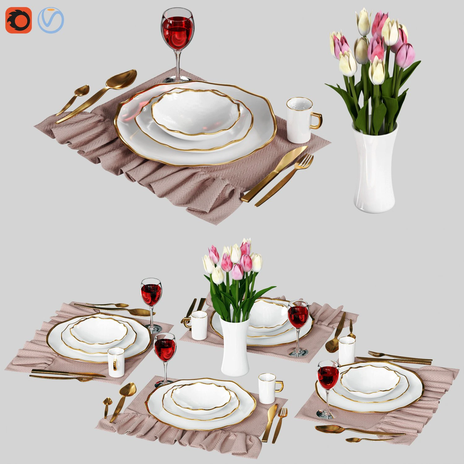 dishset01 3D Model .c4d .max .obj .3ds .fbx .stl .blend 
