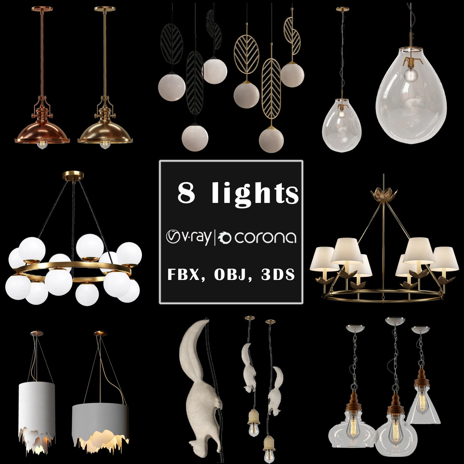8 lights 3D Model .c4d .max .obj .3ds .fbx .stl .blend 