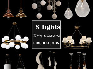 8 lights 3D Model