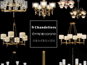 8 chandeliers models 3D Model