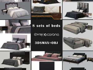 8 conjuntos de camas - pacote Modelo 3D