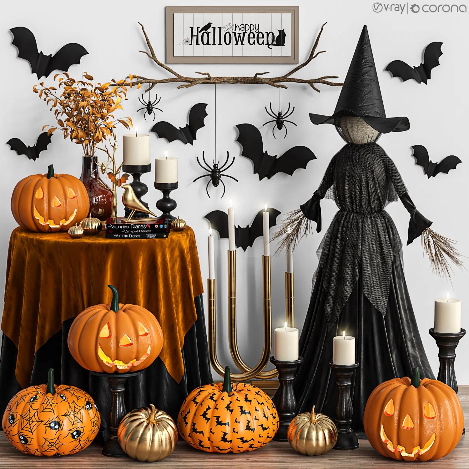 decoration set for halloween 01 3D Model .c4d .max .obj .3ds .fbx .stl .blend