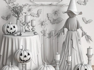 decoration set for halloween 01 3D Model
