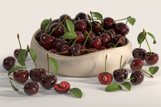 Cherry dish 3D Модель .c4d .max .obj .3ds .fbx .stl .blend 