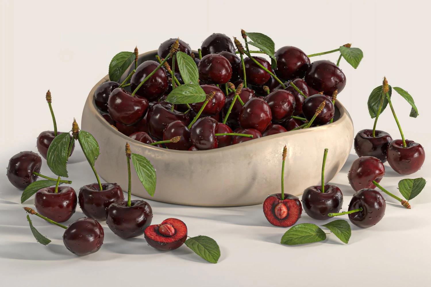 Cherry dish 3D Model .c4d .max .obj .3ds .fbx .stl .blend