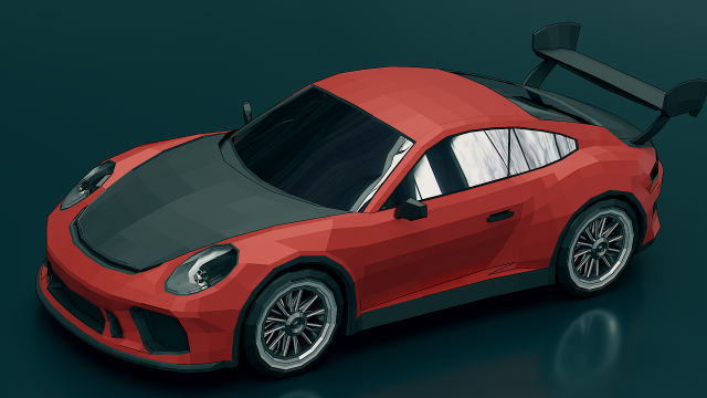 low poly car porsche Model 3D .c4d .max .obj .3ds .fbx .stl .blend 