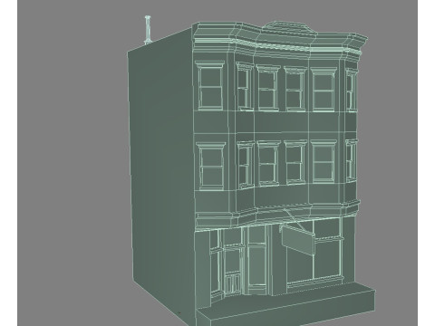 1930s store row building -Edited Model 3D