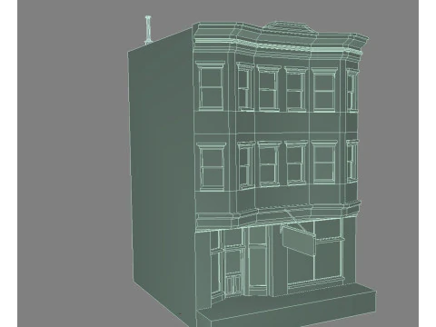 1930s store row building -Edited 3D Model