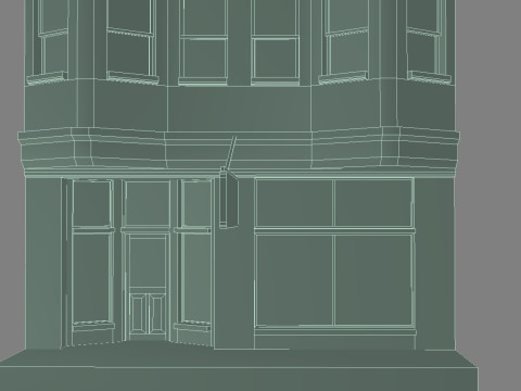 1930s store row building -Edited Model 3D