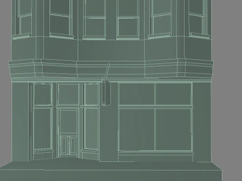 1930s store row building -Edited 3D Model
