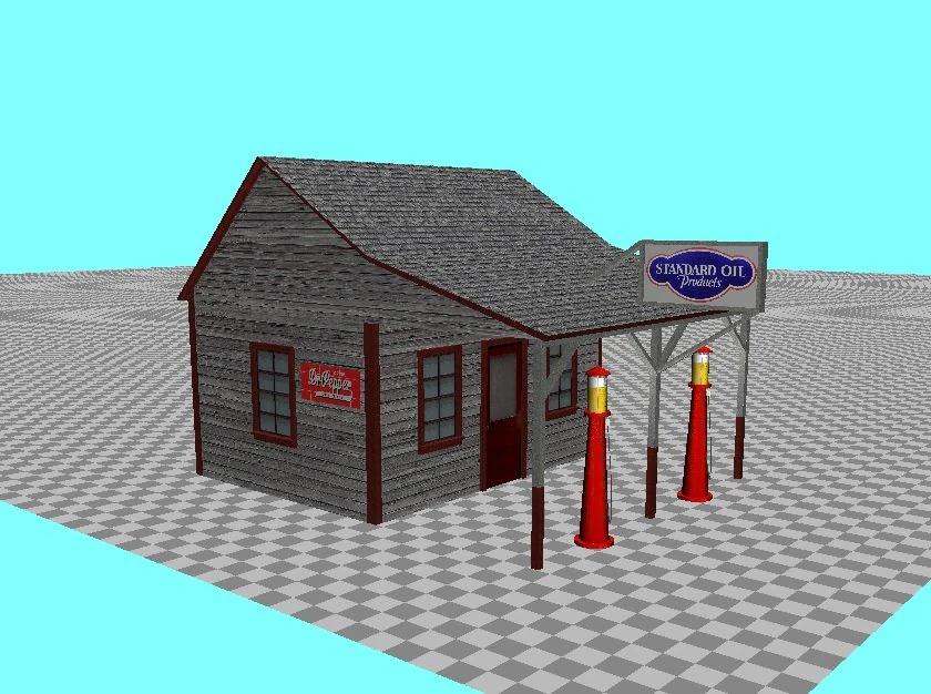 1930s gas station 3D Model .c4d .max .obj .3ds .fbx .stl .blend 