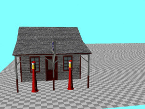 1930s gas station Model 3D