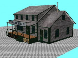 classic grocery building Modelo 3D