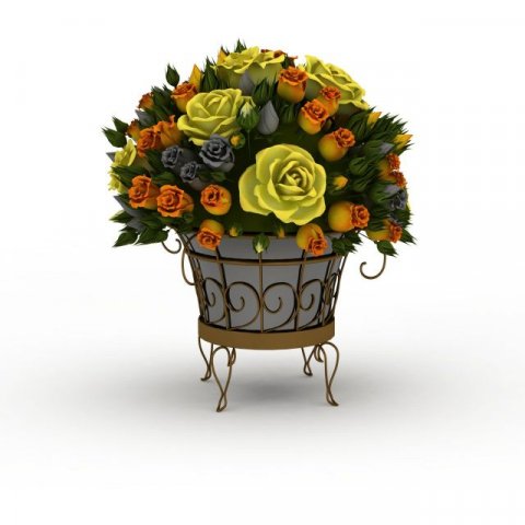 flowers in a basket Model 3D .c4d .max .obj .3ds .fbx .stl .blend 
