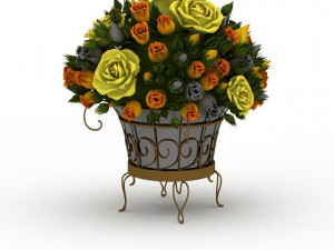 flowers in a basket Model 3D