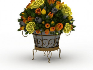 flowers in a basket Model 3D