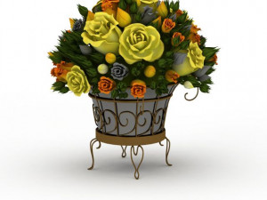 flowers in a basket Model 3D
