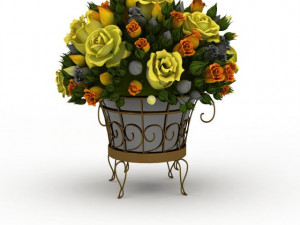 flowers in a basket Model 3D